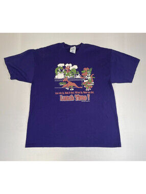 Jerzees Men's XL Purple Lunch Time Graphic T-Shirt Made in USA Vintage